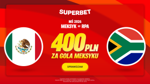 Superbet: Bonus 400 PLN za gola Meksyku w meczu z RPA (09-11.06.2026)