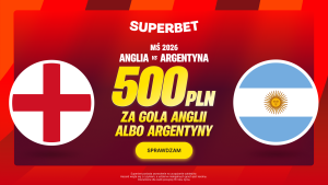 Superbet: Bonus 500 PLN za gola wybranej drużyny w meczu Anglia – Argentyna (13-15.07.2026)