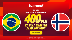 Superbet: Bonus 400 PLN za gola wybranej drużyny w meczu Brazylia – Norwegia (02-05.07.2026)