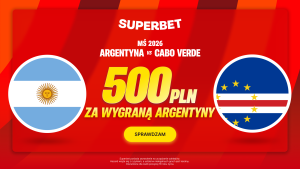 Superbet: Bonus 500 PLN za wygraną Argentyny w meczu z Republiką Zielonego Przylądka (02-04.07.2026)